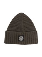 Stone Island Junior Compass-badge knitted beanie hat - Vert