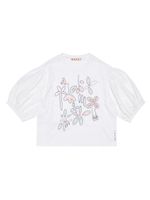 Marni Kids t-shirt en coton à fleurs brodées - Blanc