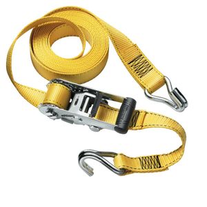 Masterlock Ratchet tie down with J hooks 4,50m - colour : yellow - PVC grip on r - 3058EURDAT