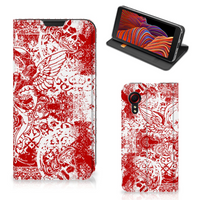 Mobiel BookCase Samsung Galaxy Xcover 5 Angel Skull Rood