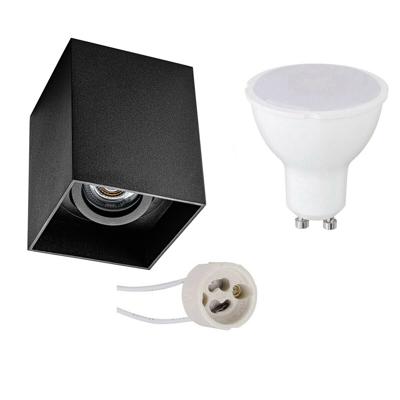 Opbouwspot Set - Pragmi Luxina Pro - GU10 Fitting - Opbouw Vierkant - Mat Zwart - 4W - Helder/Koud Wit 6400K - Verdiept Opbouwspot Set - Pragmi Luxina Pro - GU10 Fitting - Opbouw Vierkant - Mat Zwart - 4W - Helder/Koud Wit 6400K - Verdiept