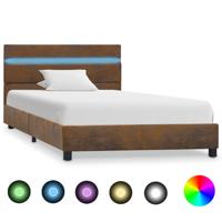vidaXL Bedframe met LED stof bruin 100x200 cm