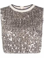 Brunello Cucinelli haut en maille à sequins brodés - Noir