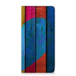 Samsung Galaxy S23 Book Wallet Case Wood Heart - Cadeau voor je Vriend