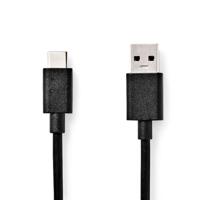 NEDIS USB-kabel | USB 3.2 Gen 1 | USB-A stekker | USB Type-C ™ stekker | 5 Gbps | 15 W | vernikkeld | 1,00 m | rond | PVC | zwart | plastic zak
