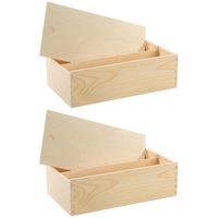 2x Houten wijnkist/verpakking met schuifdeksel 35,5x20x10,8 cm