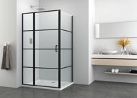 Badstuber Stripe zwarte douchecabine 100x80cm rechthoek