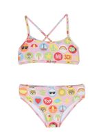 Moschino Kids bikini à logo imprimé - Rose