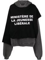 Liberal Youth Ministry hoodie superposé à slogan imprimé - Noir - thumbnail