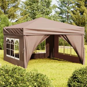 Partytent inklapbaar met zijwanden 3x3 m taupe