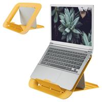 Leitz Verstelbare Laptopstandaard, Compacte Laptophouder Met 4 Hoogte-instellingen, 80% Gerecycled Plastic & 100% Recyclebaar, Ergo Cosy Assortiment, Warm Geel, 312 x 50 x 247, 64260019
