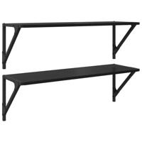 vidaXL Wandplanken 2 stuks zwart eiken look 80 x 25 x 25,5 cm, stijlvolle woonkamerplanken, duurzame wandmontage, rechthoekig design, praktische opbergoplossingen