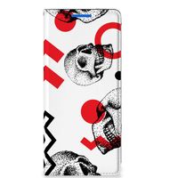 Mobiel BookCase OPPO Reno 6 Pro Plus 5G Skull Red - thumbnail