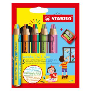 STABILO Woody 3in1 Duo met Puntenslijper, 6dlg.