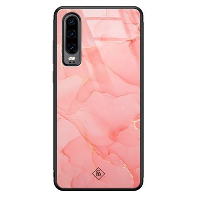 Huawei P30 glazen hardcase - Marmer roze