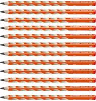 Ergonomisch driekantig grafietpotlood voor rechtshandigen - STABILO EASYgraph in oranje -12 stuks - hardheid HB