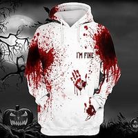 Grafische prints handen Voor heren Dagelijks 3D-afdrukken Trui met capuchon Halloween Feestdagen Uitgaan Hoodies Rood blauw Lange mouw Capuchon Afdrukken Lente Herfst Ontwerper Sweatshirt met Lightinthebox - thumbnail