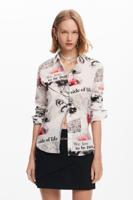 Bloemen tekst shirt - WHITE - XS