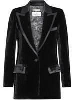 Philipp Plein blazer en velours à bords contrastants - Noir - thumbnail