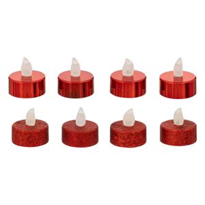 LED theelichtjes/waxinelichtjes - 24x stuks - rood - glitter en glans