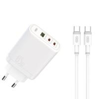 XO CE04 PD 65W USB-C oplader - 2x USB-C, 1x USB-A - Wit