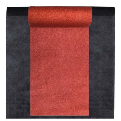 Feest tafelkleed met glitter tafelloper - op rol - zwart/rood - 10 meter