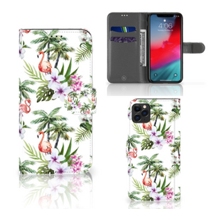 Apple iPhone 11 Pro Max Telefoonhoesje met Pasjes Flamingo Palms