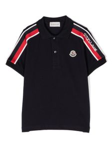 Moncler Enfant polo à patch logo - Bleu