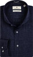Thomas Maine Heren Overhemd Navy Linnen Cutaway Tailored Fit