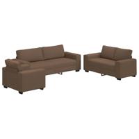 vidaXL 3-delige Loungeset met kussens stof bruin, bank, zitbank, relaxbank, bank comfort, tv-stoel, vrije tijd fauteuil, fauteuil, stoffen bank