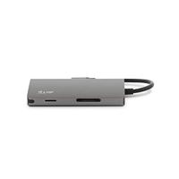 LMP USB-C Mini-Dock, 8 aansluitingen met HDMI - 3 x USB 3.0 - Ethernet - SD/MicroSD - opladen USB-C - stergrijs