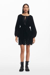 Mini jurk met borduursels - BLACK - M