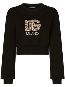 Dolce & Gabbana sweat crop en coton à patch logo - Noir