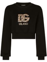 Dolce & Gabbana sweat crop en coton à patch logo - Noir - thumbnail