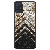 Samsung Galaxy A71 glazen hardcase - Chevron luipaard