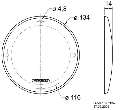 Visaton GRILLE 10 R/134 Luidsprekerbeschermrooster (Ø x h) 134 mm x 14 mm