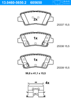 Remblokkenset, schijfrem ATE, u.a. für Hyundai, KIA, Ssangyong