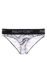 Philipp Plein culotte ornée de strass à bande logo - Blanc