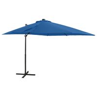 Zweefparasol met paal en LED-verlichting 250 cm azuurblauw