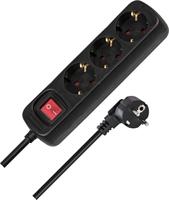 BAT 1550600413 Stekkerdoos met schakelaar (3-voudig, 1,4 m) zwart