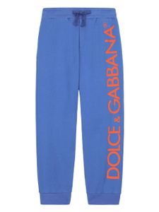 Dolce & Gabbana Kids pantalon de jogging à logo imprimé - Bleu