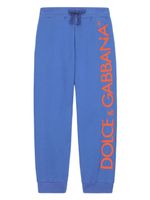 Dolce & Gabbana Kids pantalon de jogging à logo imprimé - Bleu - thumbnail