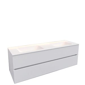 Badkamermeubel Solid Surface BWS Oslo 150x46 cm Rechts Mat Wit (zonder kraangaten)