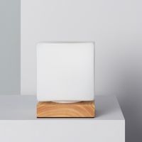 Tafellamp hout 'Versailles' modern e27 fitting vierkant led lamp 150mm - thumbnail