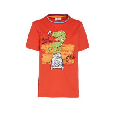 s.Oliver T-shirt met printopdruk terra/geel/wit