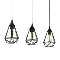 EGLO pendelarmatuur TARBES Vintage in zwart, hanglamp eetkamer 3 lichtbronnen in retro-look, pendellamp in staal, hanglamp met E27 fitting