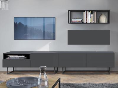 Tv-meubel set ENJOLY 4 deuren en 1 lade grafiet