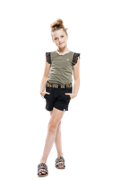 Indian Blue Jeans Meisjes top contrast - Olijf groen