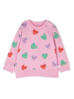 Stella McCartney Kids sweat en jersey à cœurs imprimés - Rose - thumbnail