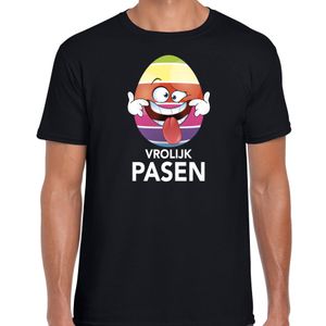 Pasen shirt zwart met vrolijk paasei die tong uitsteekt voor heren 2XL  -